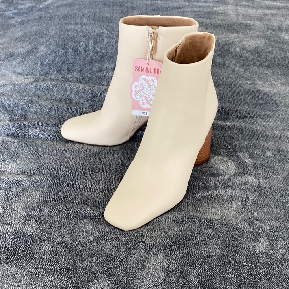Sam & Libby Cream Ankle Boots